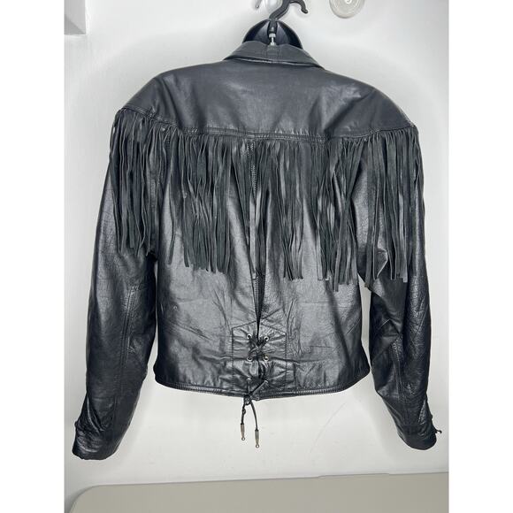 Leather Loft Black Fringe Leather Jacket Women’s Size Small - Picture 9 of 15